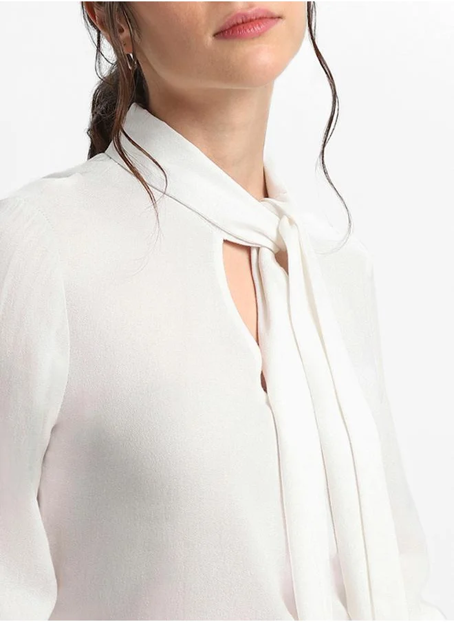دينيس لينغو Tie-Up Neck Regular Fit Top by Styli