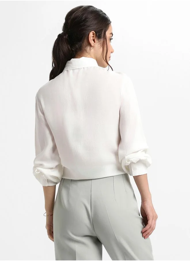 دينيس لينغو Tie-Up Neck Regular Fit Top by Styli