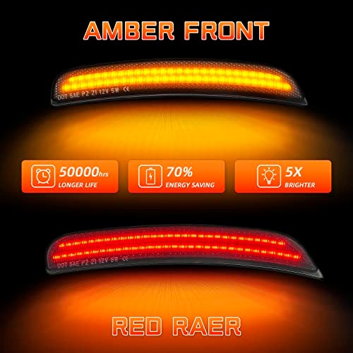NEIFILES LED Side Marker Lights Compatible with Dodge Charger 2015 2016 2017 2018 2019 2020 2021 Front Rear Fender Bumper Lamps Pack of 4 - Image 2