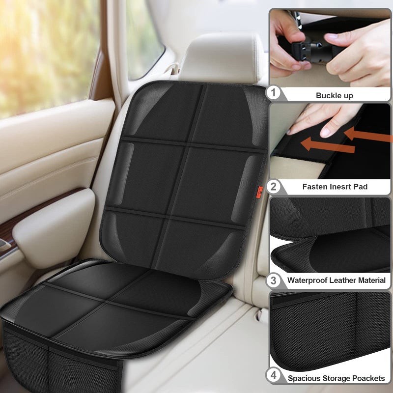 XHYANG Car Seat Protector,Auto Car Seat Protectors Baby Carseat Waterproof Durable 600D Fabric for Child Baby Car Seat Mat Vehicle Pet Cover 2 Storage Pockets (1 Pack) - Image 4