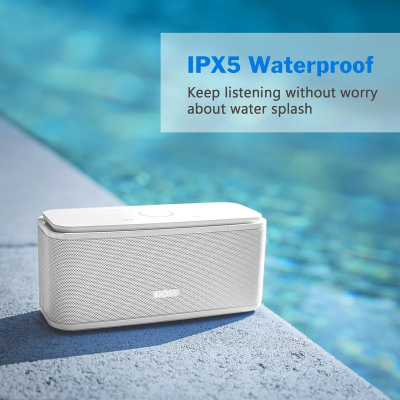 Doss Bluetooth Speaker, SoundBox Touch Portable Wireless Speaker with 12W HD Sound and Bass, IPX5 Water-Resistant, 20H Playtime, Touch Control, Handsfree, Speaker for Home, Outdoor, Travel-White - Image 3
