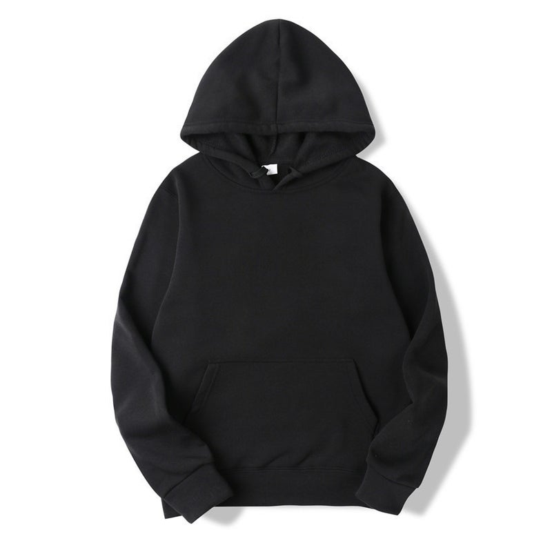 Thick Solid Color Hoodie Unisex 18 Colors Sportswear Black 