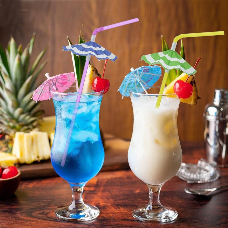 ALINK 50pcs Umbrella Straws  Long Cocktail Drink Umbrellas Fancy Flower Bar Straws  Tropical Summber Beach Luau Tiki Hawaiian Party Straws Decorations - Circle - Image 4