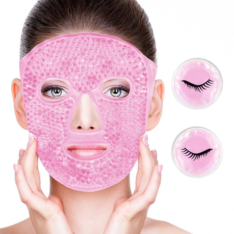 CONBELLA Cold Face Eye Masks Ice Face Mask Hot Cold Compress For Dark Circles Puffiness Migraines Headache Stress Redness Cooling Face Masks For Women Man Skin Care