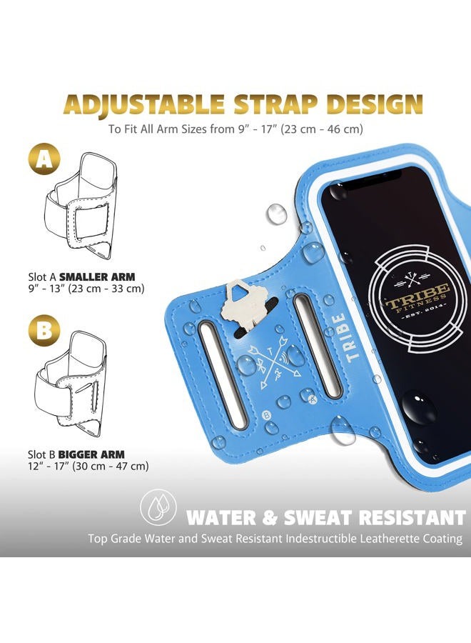 TRIBE Water Resistant Cell Phone Armband Case Running Holder for iPhone Pro Max Plus Mini SE (13/12/11/X/XS/XR/8/7/6/5) Galaxy S Ultra Plus Edge Note (21/20/10/9/8/7/6/5) Adjustable Strap & Key Pocket - Image 4