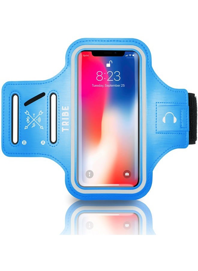 TRIBE Water Resistant Cell Phone Armband Case Running Holder for iPhone Pro Max Plus Mini SE (13/12/11/X/XS/XR/8/7/6/5) Galaxy S Ultra Plus Edge Note (21/20/10/9/8/7/6/5) Adjustable Strap & Key Pocket - Image 1