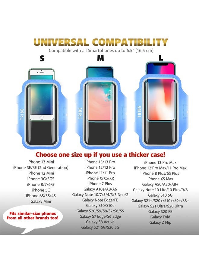 TRIBE Water Resistant Cell Phone Armband Case Running Holder for iPhone Pro Max Plus Mini SE (13/12/11/X/XS/XR/8/7/6/5) Galaxy S Ultra Plus Edge Note (21/20/10/9/8/7/6/5) Adjustable Strap & Key Pocket - Image 5