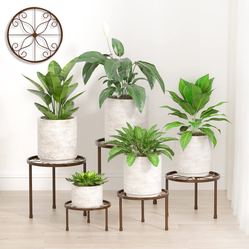 Linpla 5Pack Decent Metal Plant Stands Heavy Duty Flower Pot Stands for Multiple Plant AntiRust Iron Plant Pot Shelf Decoration Racks for Home Indoor and Outdoor 5 Pack Bronze