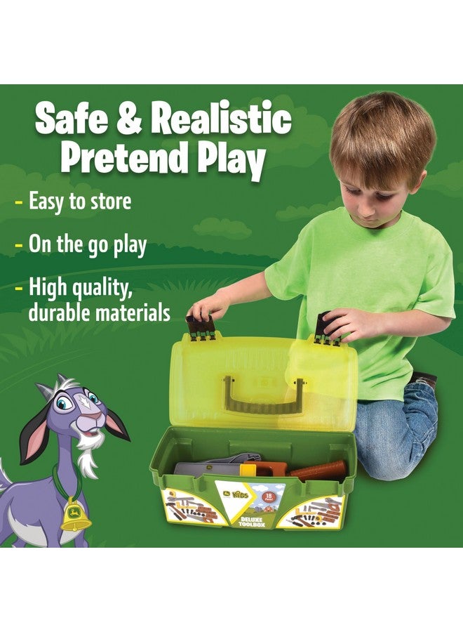 John Deere John Deere 18 Piece Deluxe Tool Box, Construction Playset with Tape Measure and Tools, Interactive Building Toys, Preschool Toys for Boys and Girl - Image 3