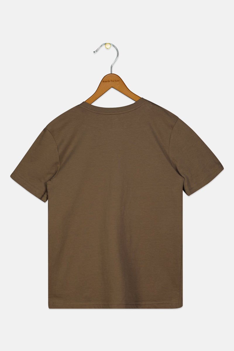 PUMA Kids Boys Sportswear Fit Brand Logo Outdoor T-Shirt, Taupe - Image 3