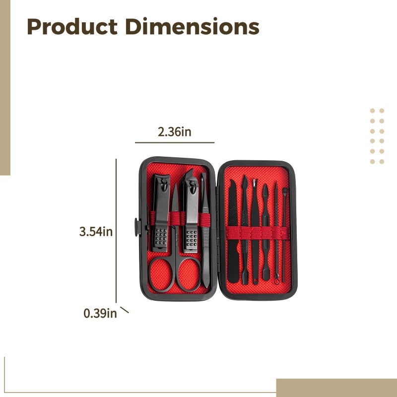10 Piece Stainless Steel Manicure Set Nail Grooming Kit For Men - Image 5