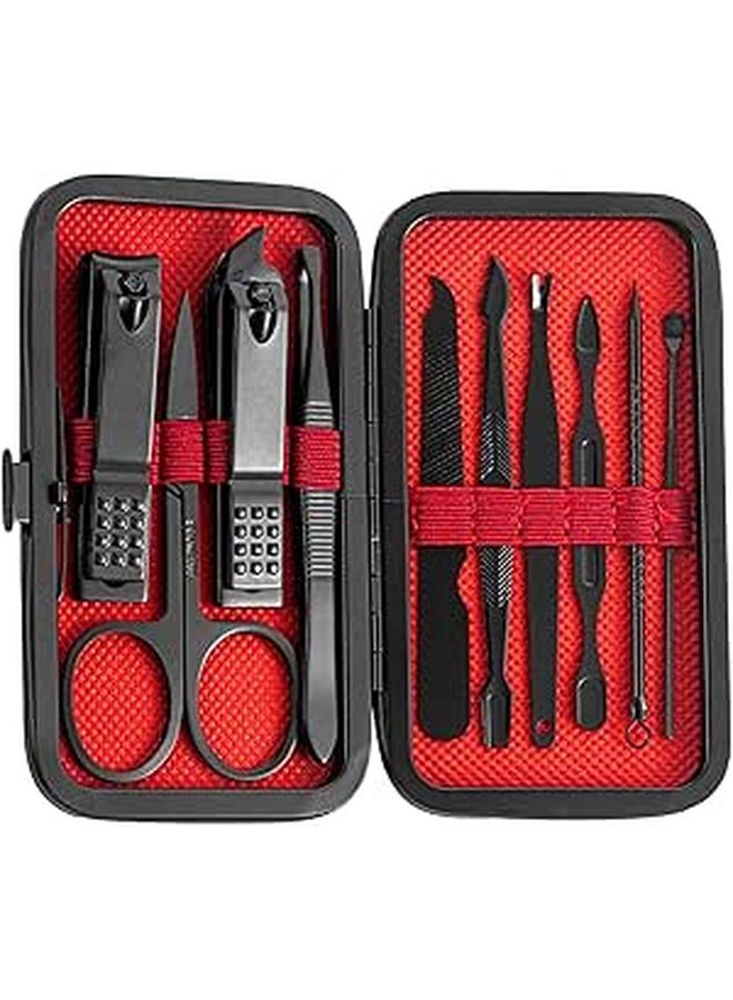 10 Piece Stainless Steel Manicure Set Nail Grooming Kit For Men - Image 1