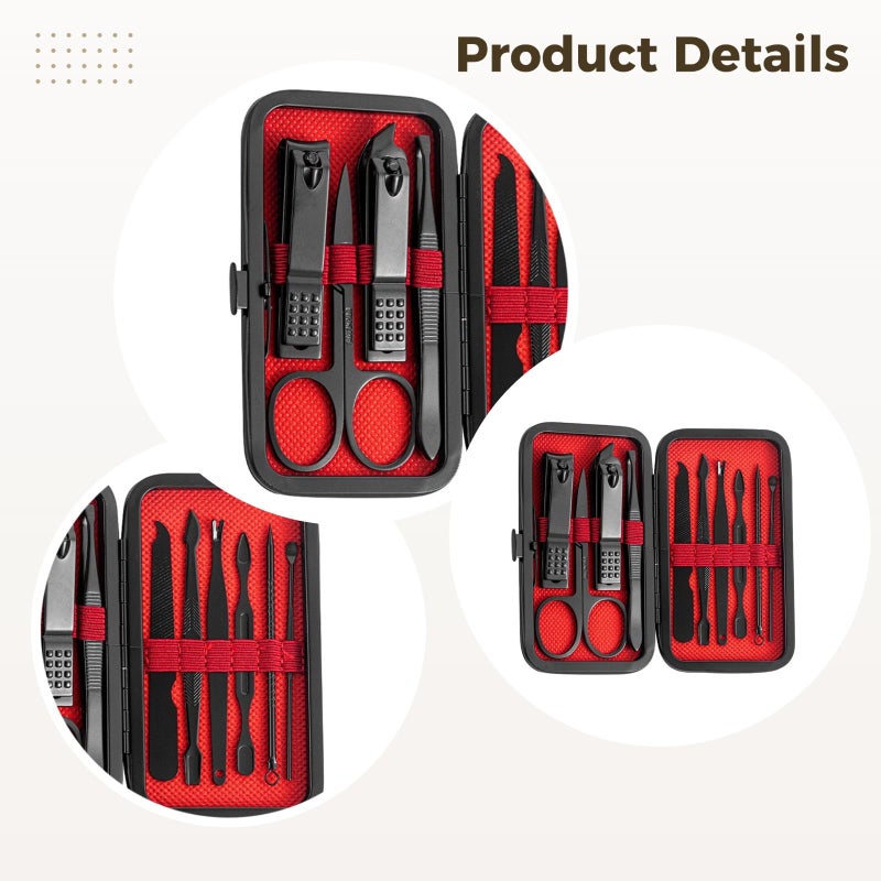 10 Piece Stainless Steel Manicure Set Nail Grooming Kit For Men - Image 3