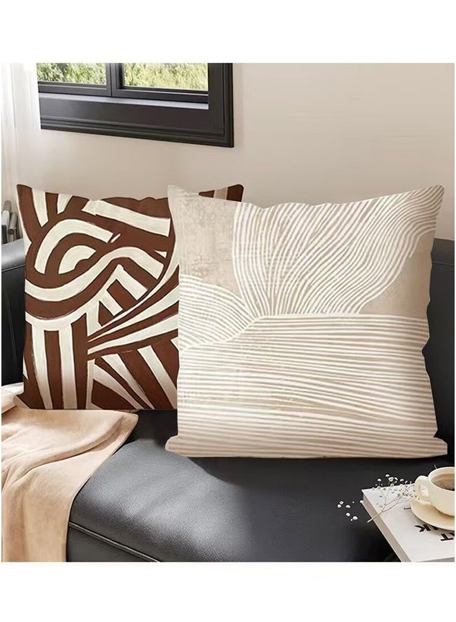 كيلا طقم أغطية وسائد مكون من 4 قطع، غطاء وسادة زينة، غطاء وسادة أريكة بتصميم عصري تجريدي 45 سم × 45 سم، مناسب لغرفة المعيشة والأريكة والسيارة والسرير، أغطية وسائد 18 × 18 بوصة (نمط على الوجهين) - Image 2