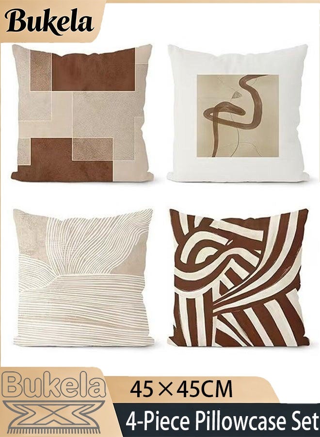 كيلا طقم أغطية وسائد مكون من 4 قطع، غطاء وسادة زينة، غطاء وسادة أريكة بتصميم عصري تجريدي 45 سم × 45 سم، مناسب لغرفة المعيشة والأريكة والسيارة والسرير، أغطية وسائد 18 × 18 بوصة (نمط على الوجهين) - Image 1