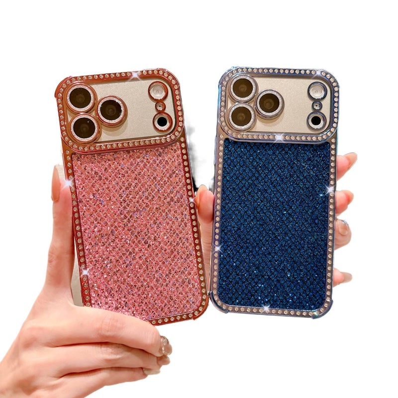 MS TPU Protective Case for iPhone 15 / 15 Plus / 15 Pro / 15 Pro Max with Drop Protection and Anti-Fingerprint plus Shockproof plus Glitter Diamond Grid Pattern plus Crystal Rhinestone Decoration in Silver - Image 4