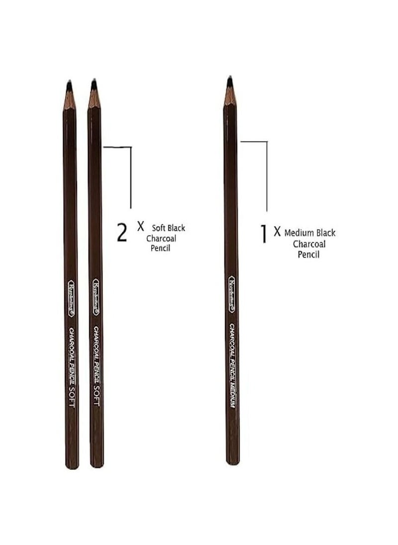 Keepsmiling - Cape Smiling Black and White Pencil Set with Blending Trunks and Knotted Erasers for Artist Students (Drawing Set) - Image 1