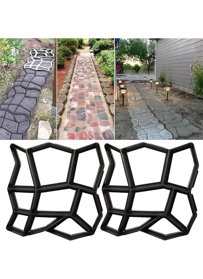 Generic 2 pcs Concrete Cement Stone Design Paver Walk Mould Black 35x35x3.6cm，Stone Moldings Paving Pavement Concrete Molds Stepping Stone Paver Walk Way Cement Mold for Patio, Lawn & Garden  - Image 1