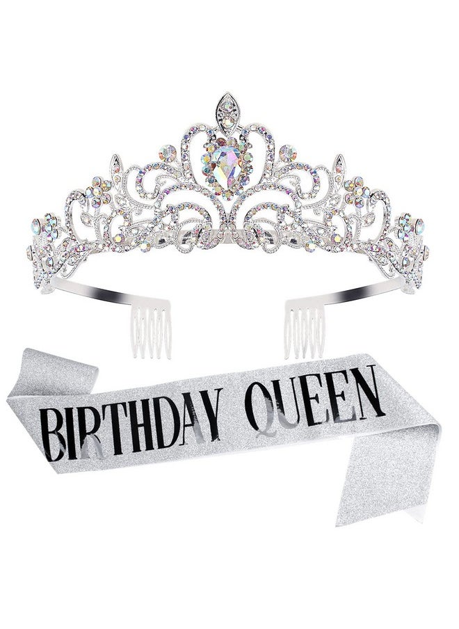 Velscrun Velscrun Birthday Queen Tiaras Crown Sash for Women Birthday Party Decorations  - Image 1