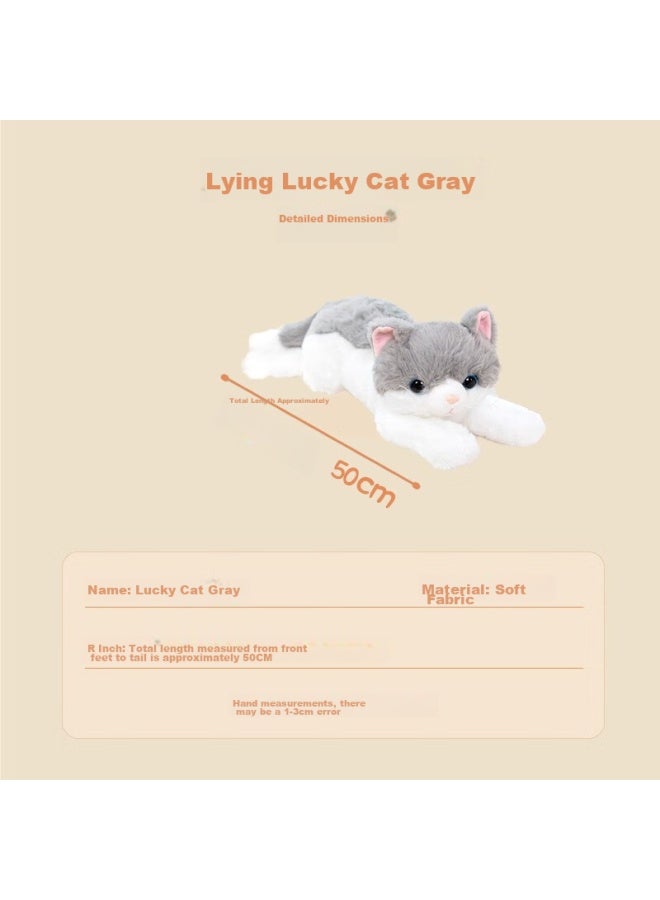 Weltston Plush Toy Cat Doll Stuffed Animal Birthday Gift For Girls, Gray Jili Cat 50cm - Image 2