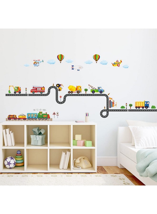Decowall Sg22107 Construction Transportation Wall Decals Car Truck Tractor Road Stickers For Kids Boys Living Room Decor Bedroom Playroom Nursery Peel And Stick Removable - Image 4