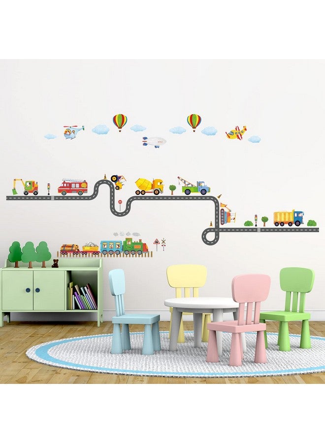 Decowall Sg22107 Construction Transportation Wall Decals Car Truck Tractor Road Stickers For Kids Boys Living Room Decor Bedroom Playroom Nursery Peel And Stick Removable - Image 3