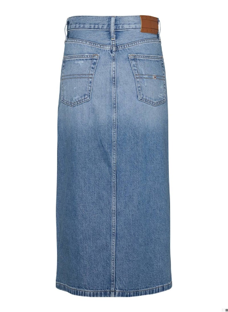 TOMMY JEANS - Women's Denim Midi Skirt - Cotton, Blue - Image 1