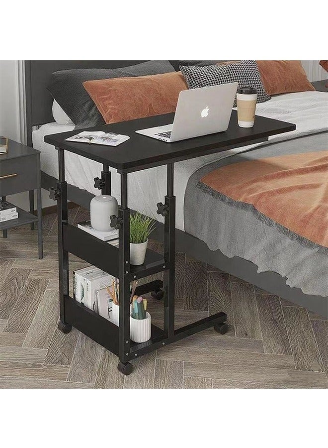 Generic Computer Desk, Computer Table,Game Desk, Home Office Desk, Sofa Side Table, Desk With Storage Rack, Movable, Suitable For Study, Living Room, Bedroom, 80cm×40cm×74cm（Black）  - Image 1