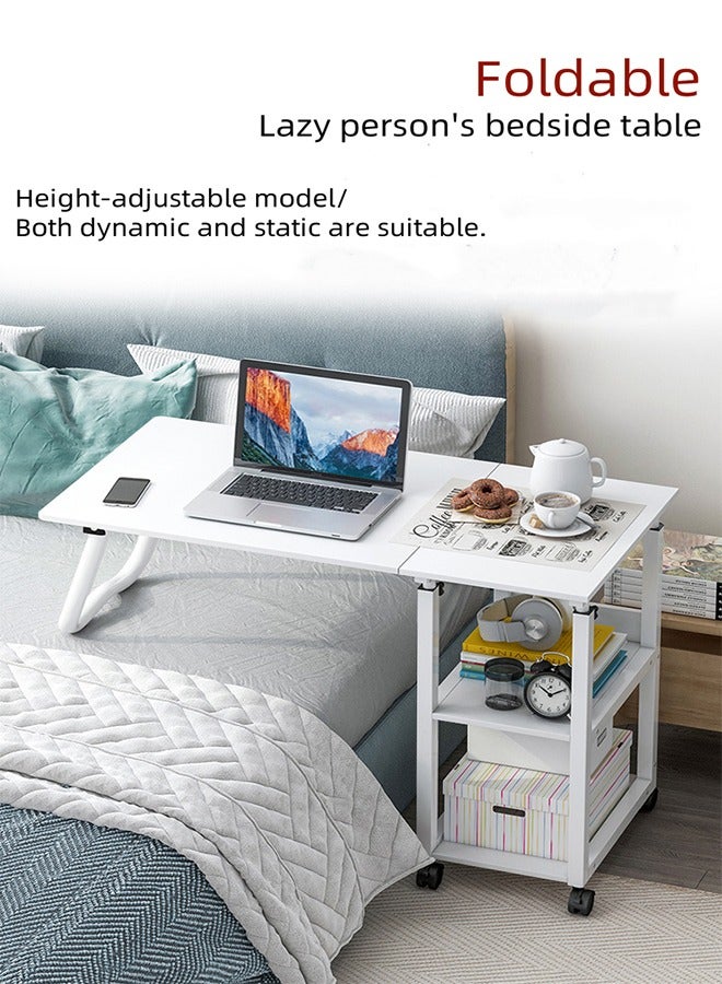 Generic Computer Desk, Computer Table,Game Desk, Home Office Desk, Sofa Side Table, Desk With Storage Rack, Movable, Suitable For Study, Living Room, Bedroom, 80cm×40cm×74cm（Black）  - Image 3