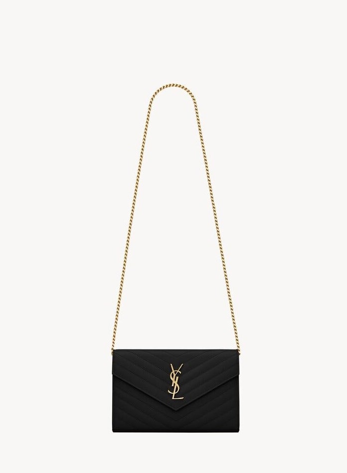 Yves Saint Laurent Saint Laurent Classic Cassandre Chain Wallet In Grain De Poudre Leather, Women's Leather Wallet  - Image 1