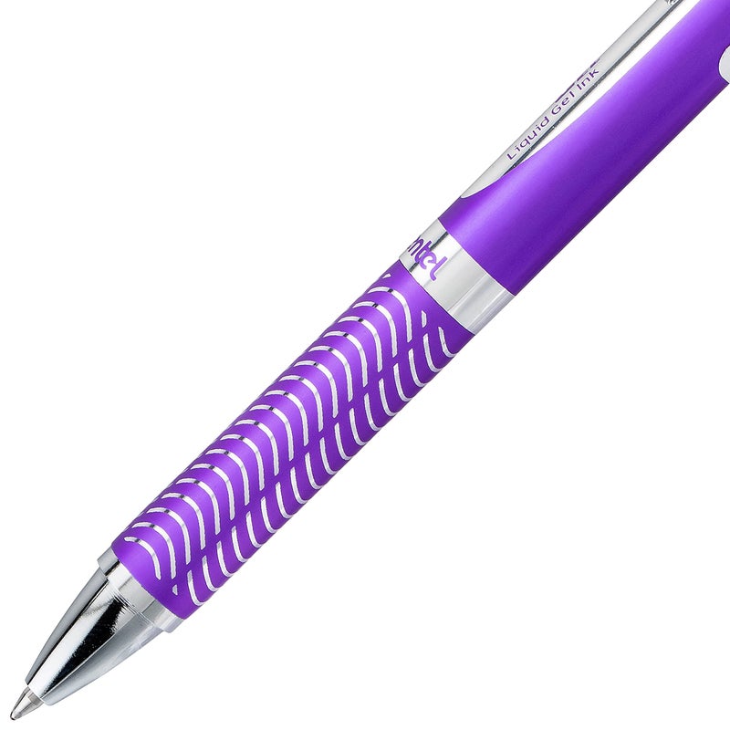 Pentel EnerGel Alloy RT Premium Liquid Gel Pen, 0.7mm Violet Barrel, Black Ink (BL407VBPA) - Image 3