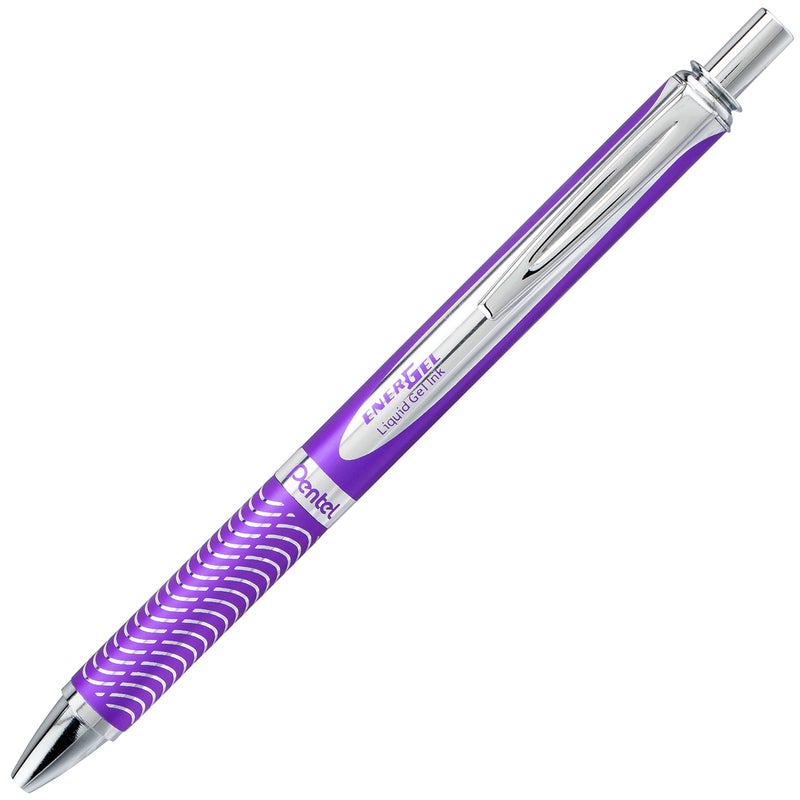 Pentel EnerGel Alloy RT Premium Liquid Gel Pen, 0.7mm Violet Barrel, Black Ink (BL407VBPA) - Image 2