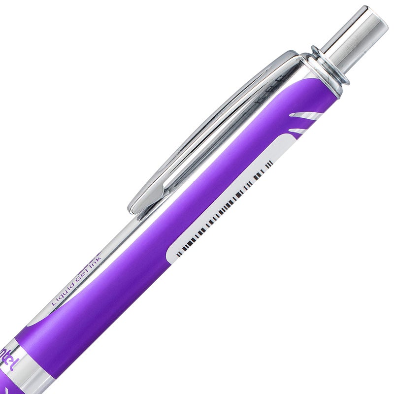 Pentel EnerGel Alloy RT Premium Liquid Gel Pen, 0.7mm Violet Barrel, Black Ink (BL407VBPA) - Image 4