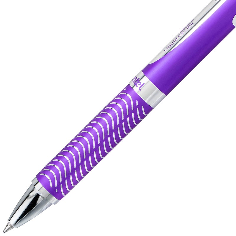 Pentel EnerGel Alloy RT Premium Liquid Gel Pen, 0.7mm Violet Barrel, Black Ink (BL407VBPA) - Image 5