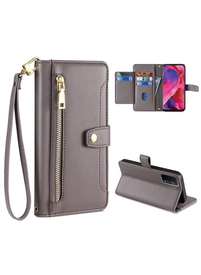 erorex Case For OPPO A54 5G Sheep Texture Cross-body Zipper Wallet Leather Phone Case - Image 1