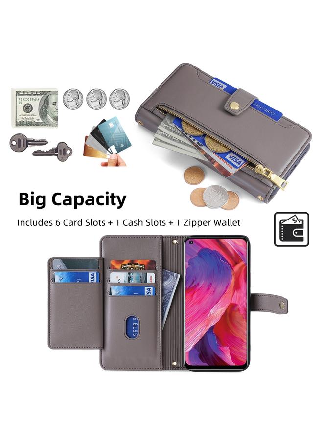 erorex Case For OPPO A54 5G Sheep Texture Cross-body Zipper Wallet Leather Phone Case - Image 3