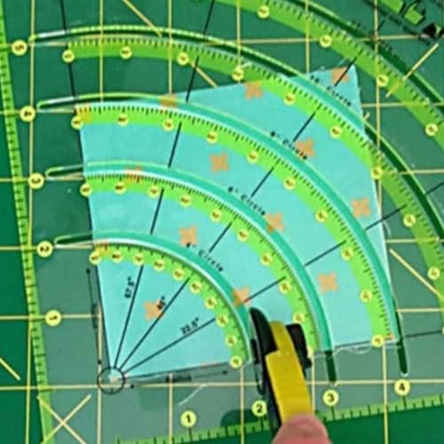 YICBOR 2PCS Arcs & Fans Quilt Circle Cutter Ruler, Multifunctional ”8X 8 Acrylic Cutting Patchwork Quilting Ruler with Double Colored Lines for Cutting Cloth Ruler Template Sewing Crafts - Image 4