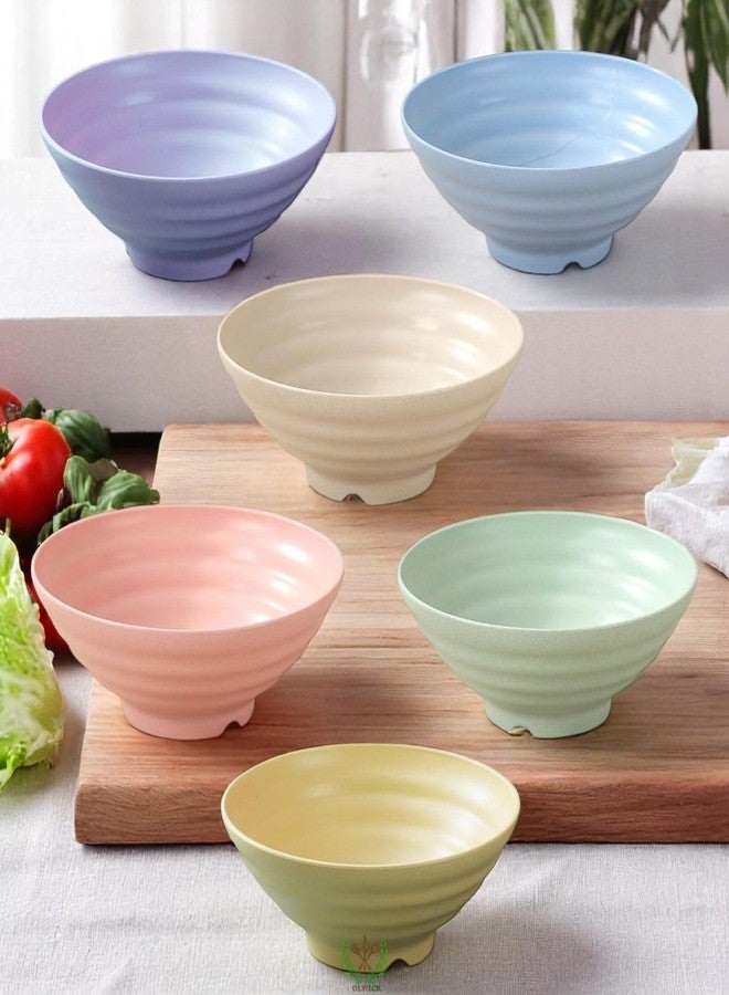 OLWICK مجموعة أوعية رامين من قش القمح الملون من أولويك® - مجموعة أوعية كبيرة على الطراز الياباني مقاس 10 بوصات للشوربة، النودلز، السلطة، المعكرونة، الأرز، آمنة للاستخدام في الميكروويف وغسالة الصحون، عشوائية، عبوة من 6 قطع - Image 1