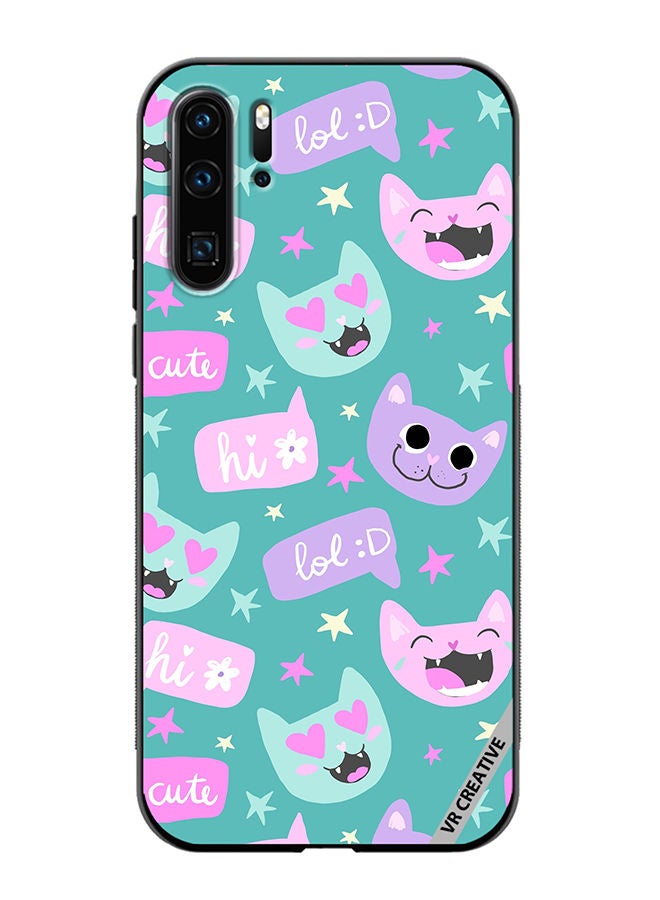 VR CREATIVE Protective Case Cover For Huawei P30 Pro Cat Had And Bubble Speech Design Multicolour - Image 1