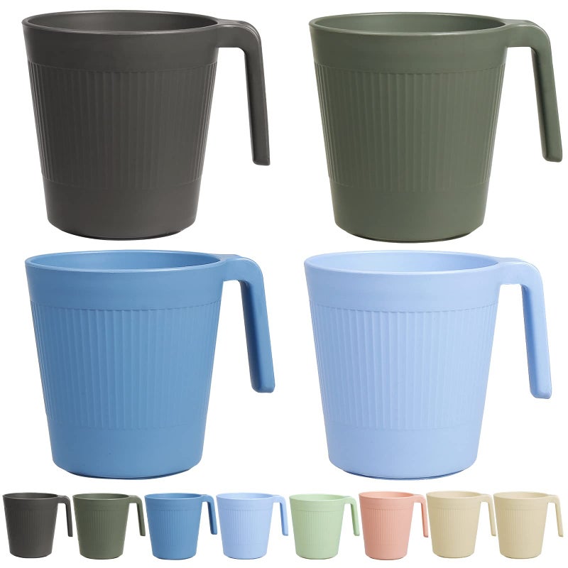 Greentainer Unbreakable Lightweight Drinking Cups Coffee Mugs with Handle Set of 8 Plastic Drinking Cups for AdultsWater Milk Tea Tumblers Dishwasher  Microwave SafeBlush
