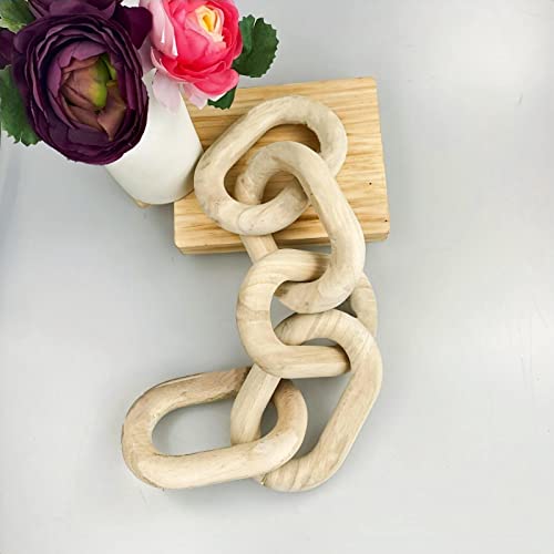 fghuim Wood Chain Link Decor and Beaded Garland Set - Hand Carved Decorative Wood Chain, Home Decor, Farmhouse - Image 2