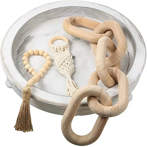 fghuim Wood Chain Link Decor and Beaded Garland Set - Hand Carved Decorative Wood Chain, Home Decor, Farmhouse - Image 5