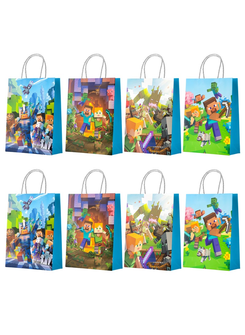 Minecraft Gift Bags,16 Pcs Pixel Game Party Bags Set - Minecraft Party Bags, Pixel Game Gift Bags, Pixel Game Candy Bags for Boys/Girls Kids for Pixel Game Theme Birthday Party Decorations Suppilies - Image 1