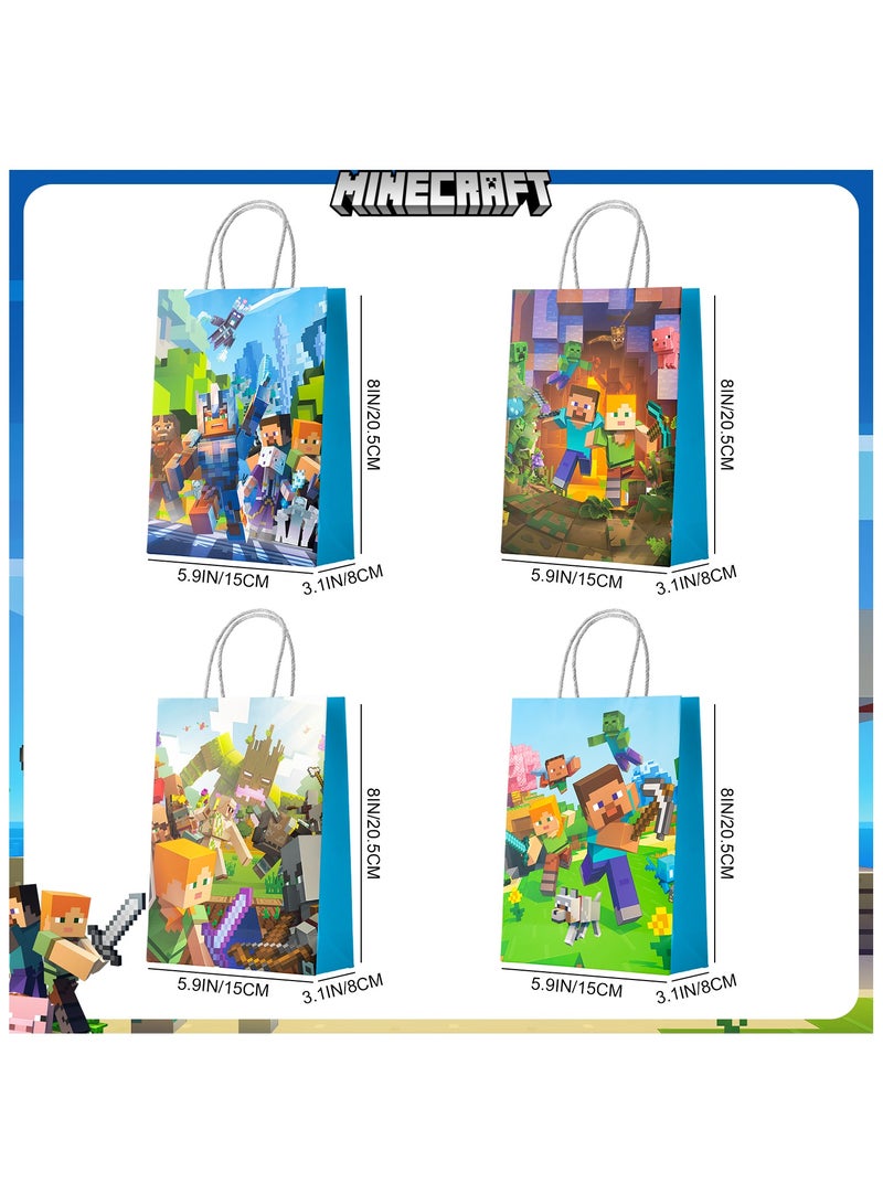 Minecraft Gift Bags,16 Pcs Pixel Game Party Bags Set - Minecraft Party Bags, Pixel Game Gift Bags, Pixel Game Candy Bags for Boys/Girls Kids for Pixel Game Theme Birthday Party Decorations Suppilies - Image 3