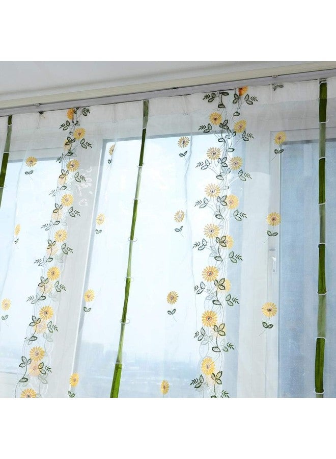 White Sheer Curtains, Sunflower Embroidery Tulle Lifting Curtains for Living Room Bedroom Window Panel Decor(80 * 200CM)  - Image 1