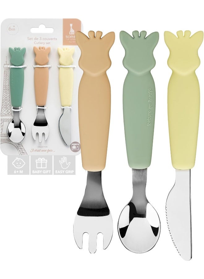 Sophie La Girafe Cutlery Set - 3-Piece Baby Utensils in Natural Color