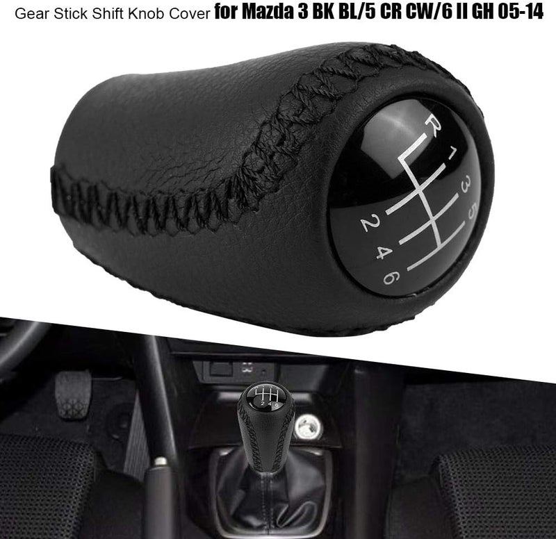 Haofy Leather Gear Stick Shift Knob Cover Gear Shift Knob Gear Knob Cover for 3 BK BL 5 CR CW 6 II GH NC III 2005 to 2014 - Image 3