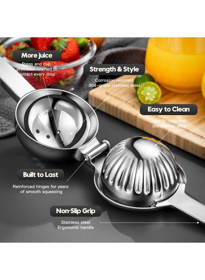 CCKO Lemon Lime Squeezer Stainless Steel Manual Juicer Extra Large Heavy Duty Citrus Juicer Hand Press Max Extraction Fruit Juicer for Oranges Lemons Limes - Image 5