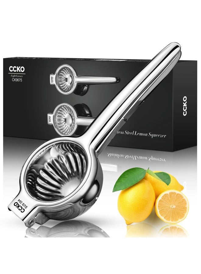 CCKO Lemon Lime Squeezer Stainless Steel Manual Juicer Extra Large Heavy Duty Citrus Juicer Hand Press Max Extraction Fruit Juicer for Oranges Lemons Limes - Image 1
