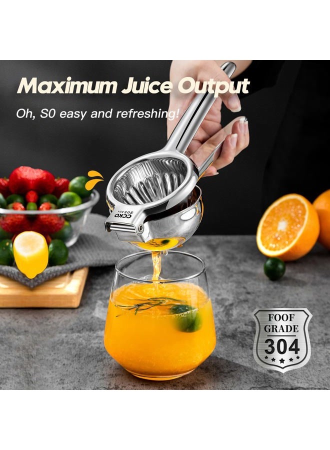 CCKO Lemon Lime Squeezer Stainless Steel Manual Juicer Extra Large Heavy Duty Citrus Juicer Hand Press Max Extraction Fruit Juicer for Oranges Lemons Limes - Image 2